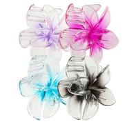 SOLUSTRE Pinces à Griffes Plastique Résistant de Fleur de Frangipanier Hawaïenne Accessoires Vintage Set de 4 Tenue Forte et Antidérapante pour Femmes pour Bain ou Travail