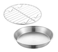 SOLUSTRE Plaque de Cuisson Circulaire en Acier Inoxydable 304 avec Grille pour Filtrer l'huile et Séparer l'eau, pour Barbecue à Domicile