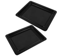 SOLUSTRE Plaque de Cuisson Rectangulaire et Structure Stable pour Surface Facile à Nettoyer 2 Pièces en Émail Noir Boulangeries et Cuisines Occupées