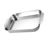 SOLUSTRE Plat à Four Rectangulaire en Acier Inoxydable Compatible Induction 41 X 24 X 5,3 CM pour Préparation de Gratins et Lasagnes Familial