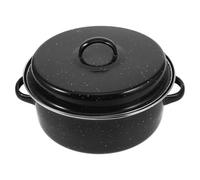 SOLUSTRE Plat à Rôtir Multifonction, Torréfacteur Multifonction, en Fer Émaillé Noir, Double Poignées, Chauffe Uniformément, Réutilisable, Fond Résistant à L’usure, pour Patates Douces