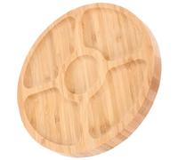 SOLUSTRE Plateau de Service en Bois, Assiette de Service à Gâteau Ronde à Compartiments, Grosse Capacité, Khaki, pour Servir des Collations et Organiser les Desserts, pour Table à Manger