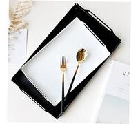 SOLUSTRE Plateau de Service Noir Rectangulaire Plateau Art Simple et Épais Assiette Multifonction pour Fruits Dessert et Buffet Empilable et Réutilisable pour Repas et Pique