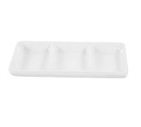 SOLUSTRE Plateau de Service Rectangulaire Céramique Blanche Compartiments pour Sauce Soja Apéritif et Condiments Résistant Aux Rayures et Taches Réutilisable