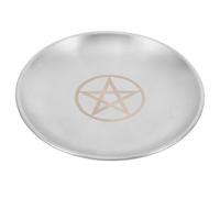 SOLUSTRE Plateau Pentagramme en Acier Inoxydable Argenté, Plateau de Présentation Rond, Décoration D'autel Élégante, Support à Bougie pour Cérémonies Religieuses et Couleur Aléatoire