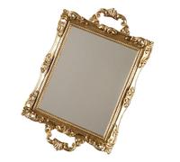 SOLUSTRE Plateau Style Nordique Rétro en Résine et Verre Or Décoratif Miroir pour Présentation de Bonbons et Fruits Lors de Mariage ou Bureau