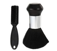 SOLUSTRE Plumeau de Cou Noir Brosse à Cheveux Confortable et Facile en ABS et Fibres de Nylon 2 Pièces pour Coiffeur pour Nettoyage Salon Domicile