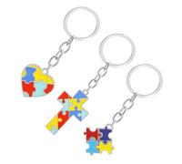 SOLUSTRE Porte-clés en Alliage 3pcs Puzzle Coloré pour Sensibilisation à L'autisme, Pendentif Créatif et Délicat Présent D'anniversaire