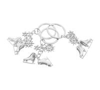 SOLUSTRE Porte-clés Patins à Glace en Alliage de Zinc, Lot de 3 Pendentifs Flocon de Neige, Accessoires Hiver pour Paquet à Dos, Porte-clés Patinage Artistique, Présent Sport D'hiver,