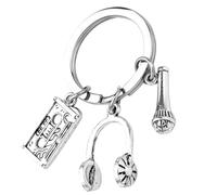 SOLUSTRE Porte-clés Pendentif Cassette en Métal Argenté Multifonction et Casque, pour Clés et Accessoires de Paquet à Dos ou Fête