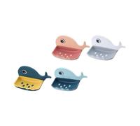 SOLUSTRE Porte-Savons Muraux sans Perçage Lot de 4 en Plastique Forme Baleine pour Accessoires Bain et Rangement Mural Salle de Bain