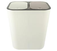 SOLUSTRE Poubelle à Double Compartiment Rectangulaire en Plastique Couvercle Hermétique, Poubelle Cuisine et Salon, Conteneur de Recyclage des Déchets, Seau à Ordures Pratique pour Maison