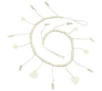 SOLUSTRE Présentoir Photo Mural avec Guirlande De Perles Bois Porte-Photo Suspendu pour Photos Cartes Et Décorations Intérieures