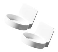 SOLUSTRE Rack Mural Blanc en Abs 2 Pièces pour Rangement de Bouteilles de Shampoing et Gobelets, Accessoire Pratique pour Salle de Bain Cuisine
