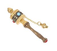 SOLUSTRE Roue de Prière Bouddhiste Doré Prière Traditionnelle Tibétaine à Manivelle Décoration Religieuse pour Maison et Voiture Rotation Silencieuse