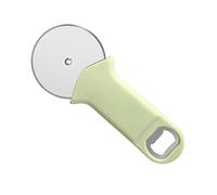 SOLUSTRE Roulette à Pizza Lame Affûtée Ouvre-bouteille en Acier Inoxydable Manche Vert Ergonomique, Coupe-pâte et Trancheuse à Pizza Pratique Cuisine et Repas Conviviaux