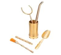 SOLUSTRE Seau à Thé et Rangement Accessoires en Cuivre Ensemble de 5 Chic Solide pour Cérémonie Thé