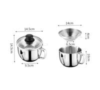 SOLUSTRE Séparateur de Graisse Inox avec Couvercle et Passoire Bol Filtrant pour Huile et Soupe Récipient Cuisine Maison Filtre pour Sauces et Vinaigre