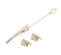 SOLUSTRE Set Boutons de Manchette Dorés et Pince à Cravate pour Hommes Alliage Mariage et Événements Formels