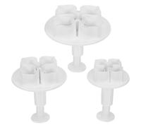 SOLUSTRE Set de 3 Emporte-pièces à Piston de Fleur D'hortensia, Plastique Alimentaire Blanc, Facile à Nettoyer, Fabrication de Biscuits et DIY Pâtisserie