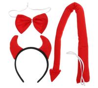 SOLUSTRE Set de Costume Diable Cosplay Halloween avec Bandeau Queue Rouge et Nœud Accessoires pour Fête et Déguisement