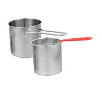 SOLUSTRE Set de Friteuse Acier Inoxydable avec Panier Silicone Casserole Profonde Multifonction pour Cuisine Domestique et Lait Résistante à Haute Température Manche Antidérapant