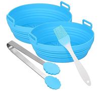SOLUSTRE Set de Tapis de Cuisson Silicone Réutilisables pour Friteuse sans Huile avec Pince et Pinceau à Huile à Haute Température Rayures Compatibles Four et Micro Ondes