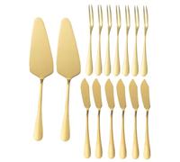 SOLUSTRE Set de Ustensiles Pâtisserie Acier Inoxydable Doré à Gâteau Fourchettes à Fruits Couteaux à Beurre Découpe Précise et Design Élégant pour Mariages et