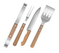 SOLUSTRE Set D'outils Barbecue avec Spatule Coupe-grill et Pinces à Griller en Acier Inoxydable, Poignée Antidérapante, pour Pique-niques et Vacances