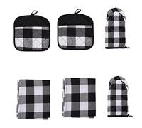 SOLUSTRE Set Gants Cuisson Résistants Chaleur avec Maniques Isolantes et Serviettes de Cuisine pour Four et Barbecue Antidérapants et Faciles Ver Rangement Suspendu Pratique