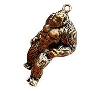 SOLUSTRE Statuette De Singe Laiton Décoration Miniature Suspendue Figurine De Gorille Vintage Accessoire De Bureau Artisanal Sculpture Animal Décorative
