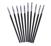 SOLUSTRE Stylo à Ongles Silicone 10 Pièces pour Nail Art DIY Pointe Souple en Bois, Dessin Précis et Création de Motifs pour Décoration D’ongles Noire