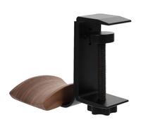 SOLUSTRE Support de Casque en Bois et Métal Noir Plateau de Rangement, Protège Les Écouteurs des Dommages, Support Pratique pour Bureau