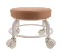 SOLUSTRE Tabouret Pivotant à roulettes Universelles en PU Marron pour Salon Professionnel, Siège Rond Moderne avec Mobilité sans Effort, pour Spa et Manucure