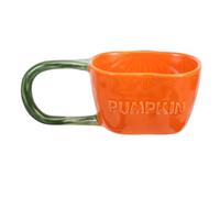 SOLUSTRE Tasse à Café en Céramique Forme Citrouille Orange 300ml Grosse Anse Surface Lisse Résistance à L'usure pour Bureau et Maison Halloween