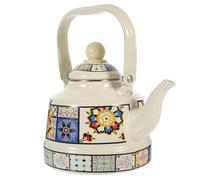 SOLUSTRE Théière Émaillée Rétro Bouilloire Émail Poignée Ergonomique Compatible Induction Pour Pause Thé Famille