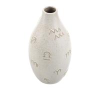 SOLUSTRE Vase Motif Zodiac en Relief Blanc pour Fleurs Séchées Surface Tachetée Moderne Minimaliste en Céramique pour Comptoirs de Chambre ou Tables Basses