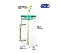 SOLUSTRE Verre Carré Verre Borosilicaté avec Anse Tasse Transparente pour Boissons Fraîches Usage Domestique et Cadeau Compatible avec Pailles Design Simple et Créatif