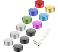 SOLUTEK Lot de 12 boutons en métal pour pédale avec 3 vis et insert en caoutchouc - S'adapte fermement aux interrupteurs à pédale courants de 3/8" 10 mm - Lot de 12 couleurs