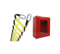 Solution Complète d’Évacuation Incendie - Échelle d’Évacuation Incendie 2 Étages (4 m) avec Armoire de Sécurité Murale - Échelle de Corde d’Urgence Portable pour Maisons, Adultes et Enfants