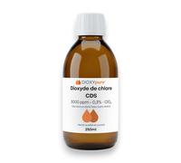 Solution de Dioxyde de Chlore - CDS - 3000 ppm - Gaz dissous dans l'eau (sans résidu) - Désinfectant - 250 ML - sans conservateurs ni substances ajoutées - Ultra Pure