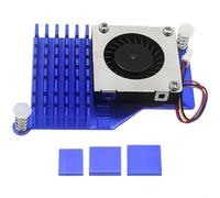 Solution de gestion thermique avec ventilateur actif et dissipateur thermique en aluminium pour Raspberry Pi 5 pour un fonctionnement ininterrompu dans les projets IoT (bleu)