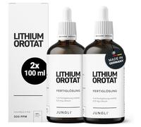 Solution de lithium 500 ppm - Lithium orotate pur de qualité pharmaceutique - 2x 100 ml - Testé en laboratoire, fabriqué en Allemagne par JUNALI