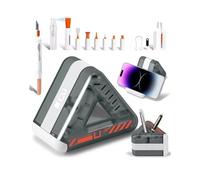 Solution de nettoyage portable pour appareils numériques, tablettes, appareils photo avec brosses réutilisables et extracteur de touches Gris