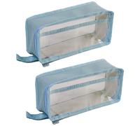Solution de rangement compacte, étanche et facile à nettoyer, pochette transparente double couche, fermeture éclair résistante, options de