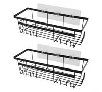 Solution de rangement de douche en deux parties pour murs lisses, sans vis ni perçage, peut contenir des bouteilles et des accessoires en toute sécurité dans des environnements humides