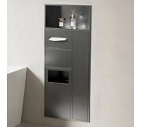 Solution de rangement de salle de bain avec étagères intégrées et accessoires pour espaces de douche et toilettes organisés