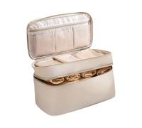 Solution de rangement de voyage pliable avec compartiments, sacs de toilette multicouches pour soutien-gorge, sous-vêtements et cosmétiques, organiseur étanche pour soutien-gorge et chaussettes, kaki