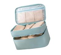 Solution de rangement de voyage pliable avec compartiments, sacs de toilette multicouches pour soutien-gorge, sous-vêtements et cosmétiques, organiseur étanche pour soutien-gorge et chaussettes, bleu