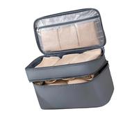 Solution de rangement de voyage pliable avec compartiments, sacs de toilette multicouches pour soutien-gorge, sous-vêtements et cosmétiques, organiseur étanche pour soutien-gorge et chaussettes, gris